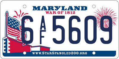 MD license plate 6AF5609