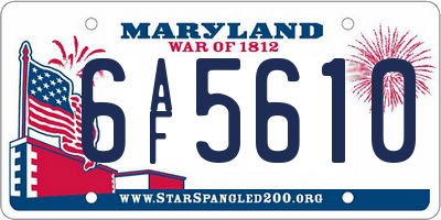 MD license plate 6AF5610