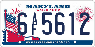 MD license plate 6AF5612