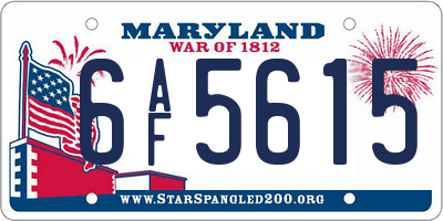 MD license plate 6AF5615