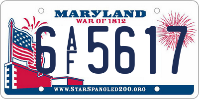 MD license plate 6AF5617