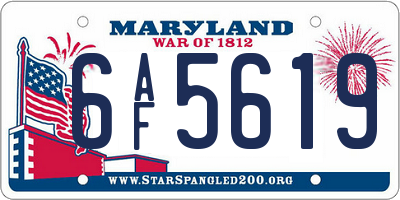 MD license plate 6AF5619