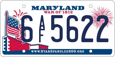 MD license plate 6AF5622