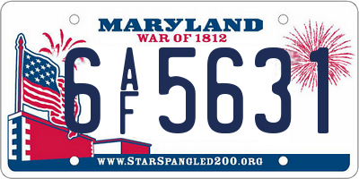 MD license plate 6AF5631