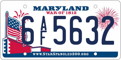 MD license plate 6AF5632