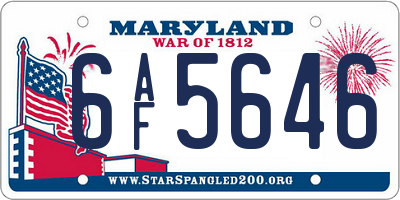 MD license plate 6AF5646