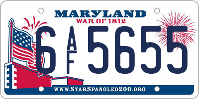 MD license plate 6AF5655
