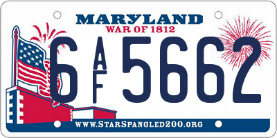 MD license plate 6AF5662