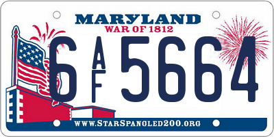 MD license plate 6AF5664