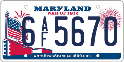 MD license plate 6AF5670