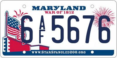 MD license plate 6AF5676