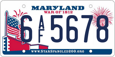 MD license plate 6AF5678