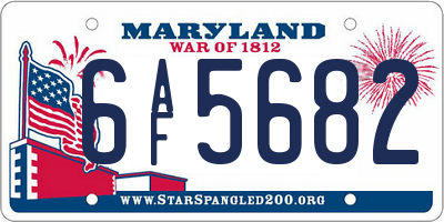 MD license plate 6AF5682