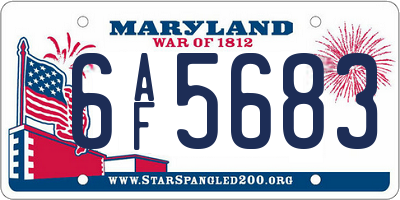 MD license plate 6AF5683