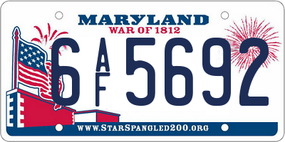 MD license plate 6AF5692