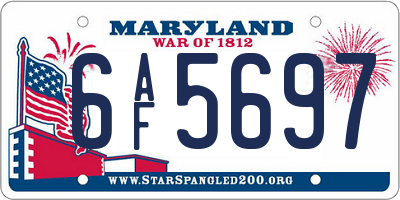 MD license plate 6AF5697
