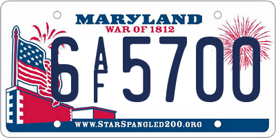 MD license plate 6AF5700