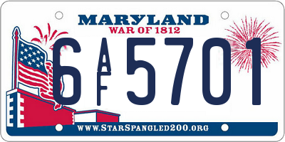 MD license plate 6AF5701