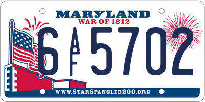 MD license plate 6AF5702