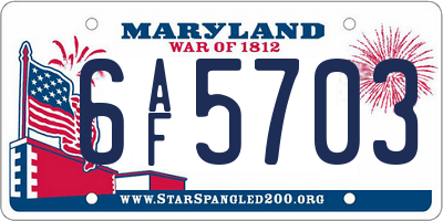 MD license plate 6AF5703