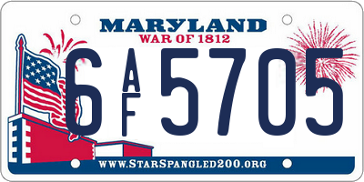 MD license plate 6AF5705