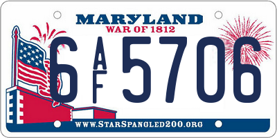MD license plate 6AF5706