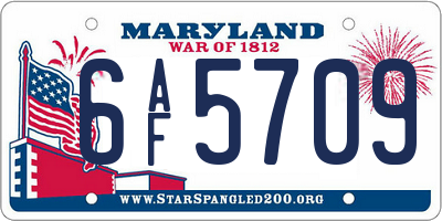 MD license plate 6AF5709