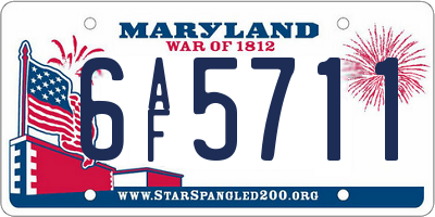 MD license plate 6AF5711