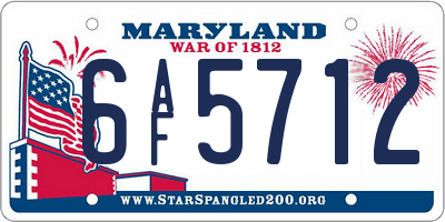 MD license plate 6AF5712
