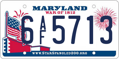 MD license plate 6AF5713
