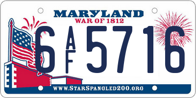 MD license plate 6AF5716