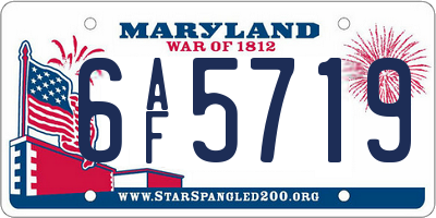 MD license plate 6AF5719