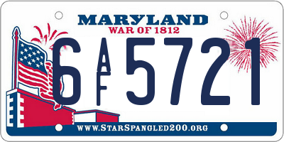MD license plate 6AF5721
