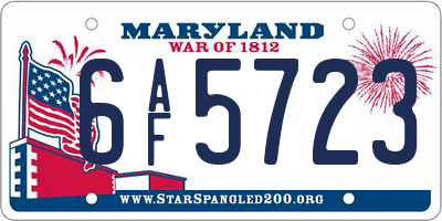 MD license plate 6AF5723