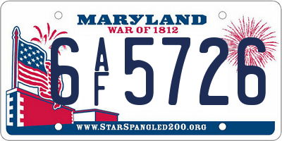 MD license plate 6AF5726