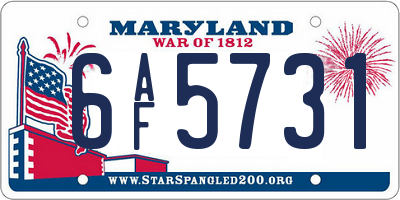 MD license plate 6AF5731