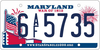 MD license plate 6AF5735