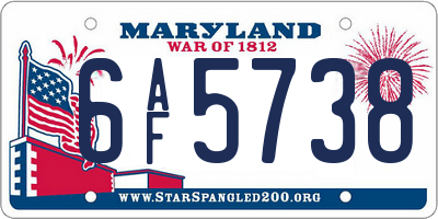 MD license plate 6AF5738