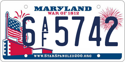 MD license plate 6AF5742