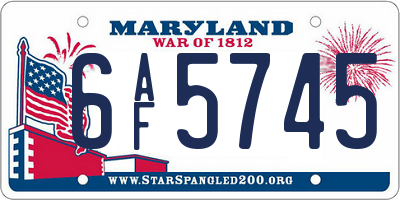 MD license plate 6AF5745