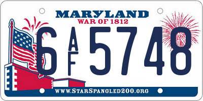 MD license plate 6AF5748