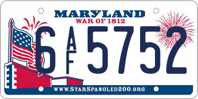 MD license plate 6AF5752