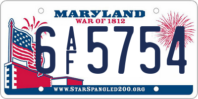 MD license plate 6AF5754