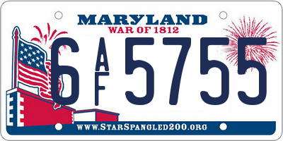 MD license plate 6AF5755