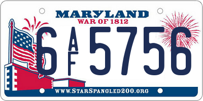 MD license plate 6AF5756