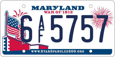 MD license plate 6AF5757