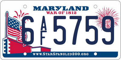 MD license plate 6AF5759