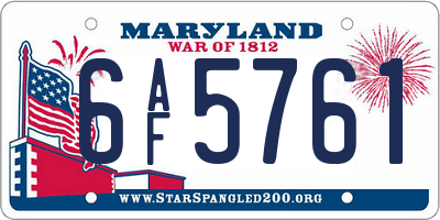 MD license plate 6AF5761
