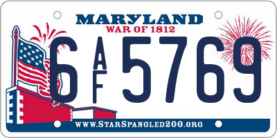 MD license plate 6AF5769