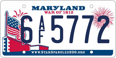 MD license plate 6AF5772